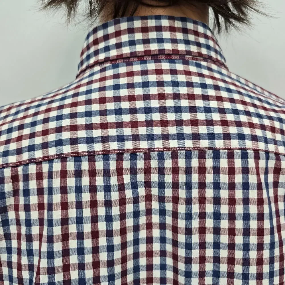 J. Crew Shirt Men L Red Blue Gingham Check Plaid Long Sleeve Button Down 31872